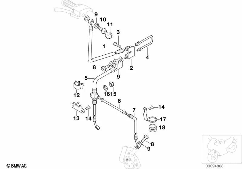 Sujeción de cable para BMW Serie 5 E39, Serie 7 E32, Serie 8 E31, BMW Motorrad G K02, K03, R13, K K41, R K25 (OEM 12521733330). Original BMW