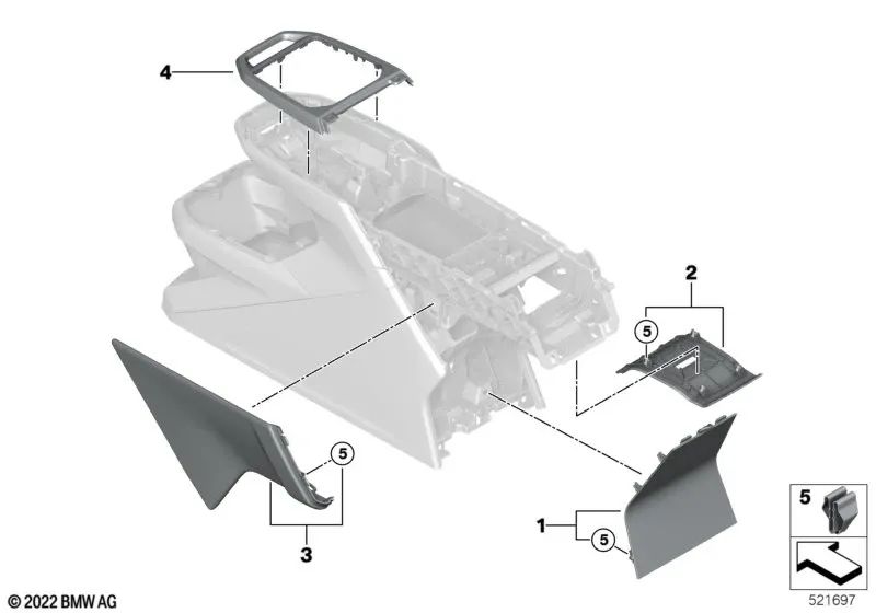 Cubierta de la consola central para BMW i I20 (OEM 51169490590). Original BMW