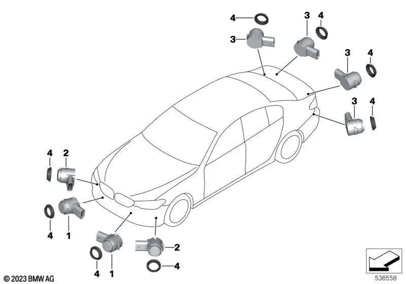 Sensor de Ultrasonido Snapper Rocks Azul para BMW F40, F44, G20, G21, G28, F90N (OEM 66207927932). Original BMW