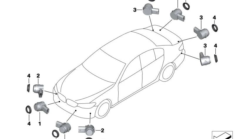 Marina Bay Blue Ultraschallsensor für BMW F90N, F91, F92, F93, G14, G15, G16, F97N, F98N, F95, F96 (OEM 66207927834). Original BMW