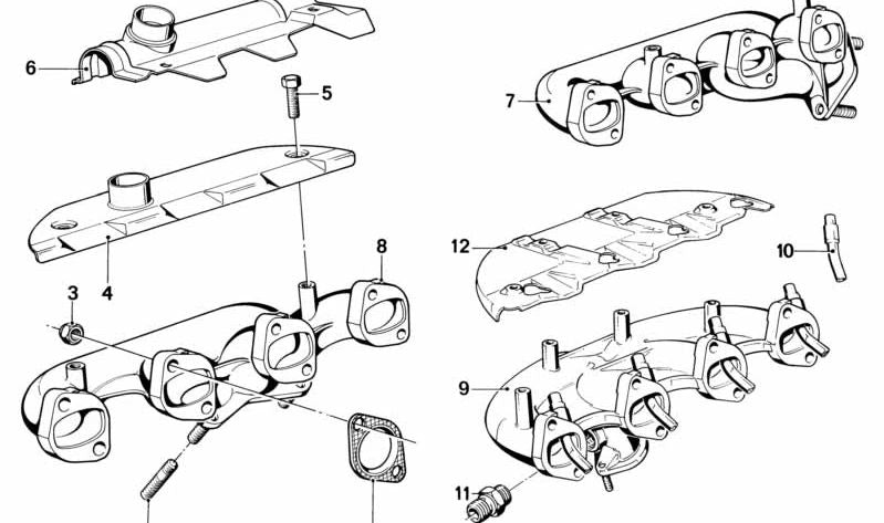 Exhaust manifold for BMW 3 Series E21 (OEM 11621260172). Original BMW