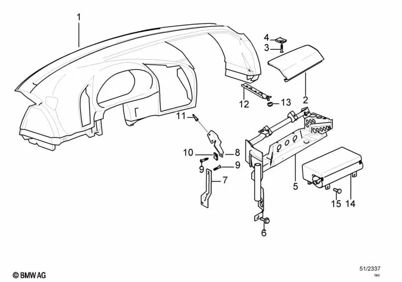 Revestimiento tablero de instrumentos para BMW Serie 3 E36 (OEM 51458157997). Original BMW