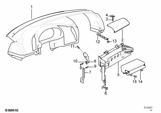 Revestimiento tablero de instrumentos para BMW Serie 3 E36 (OEM 51458157997). Original BMW