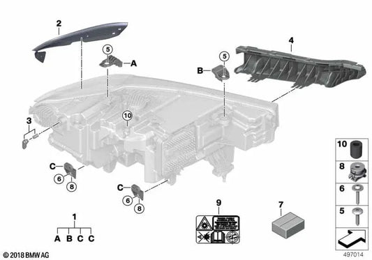 Prise en charge du phare gauche pour BMW G07 (OEM 63119466171). BMW d'origine