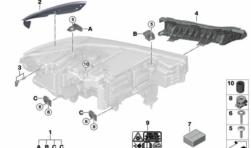 Junta de faro derecha para BMW X7 G07, G07N (OEM 63119466170). Original BMW