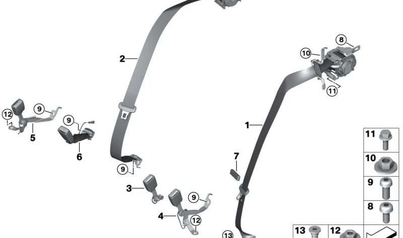 Correa inferior trasera central para BMW Serie 7 G70 (OEM 72115A348A7). Original BMW