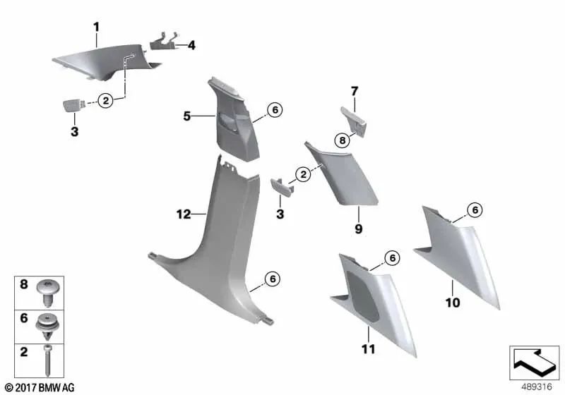 Cubierta del pilar D izquierda para BMW X3 G01, G01N (OEM 51437470395). Original BMW