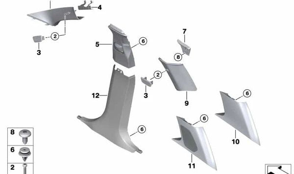 Embellecedor columna D derecha para BMW X3 G01, G01N (OEM 51437470400). Original BMW