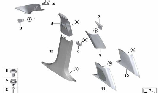 Moldura interna do lado esquerdo (pilar A) OEM 51437446649 para BMW G01, G08. BMW originais.