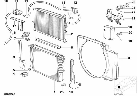 Carcasa del ventilador para persiana para BMW E34 (OEM 17112244373). Original BMW.