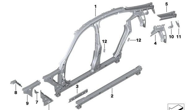 Refuerzo entrada lateral izquierda OEM 41119625523 para BMW G26 (Serie 4 Gran Coupé). Original BMW.