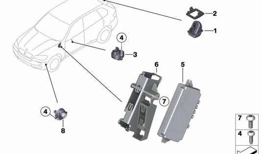 Chambre côté OEM 66539240352 pour BMW {F30, F31, F34, F35, F80, F32, F33, F36, F82, F83, F07, F10, F11, F18, F06, F12, F13, F01, F02, F04, E70, E71 , E72}. BMW d'origine.