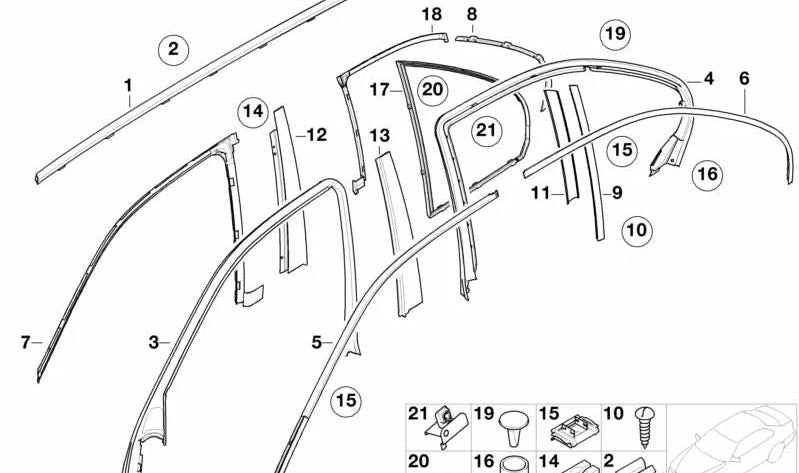 Moldura Pilar B Trasera Derecha OEM 51348159874 para BMW E39. Original BMW.