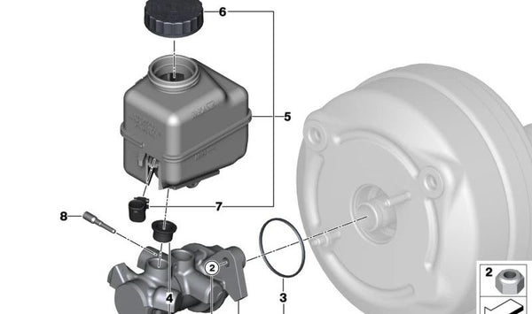 Cilindro maestro de freno para BMW I12, I15 (OEM 34336865476). Original BMW