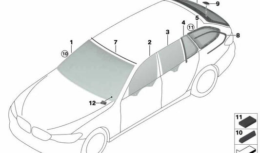 Seitenfensterleiste hinten links für BMW 5er G31, G31N (OEM 51377390191). Original BMW