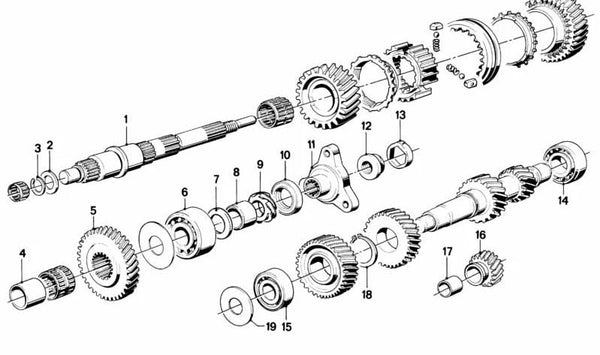 Rodamiento de bolas de ranura para BMW E12, E28, E24, E23 (OEM 23121202732). Original BMW.