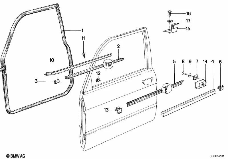 Left front strip for BMW Series 5 E28 (OEM 51211873051). Genuine BMW