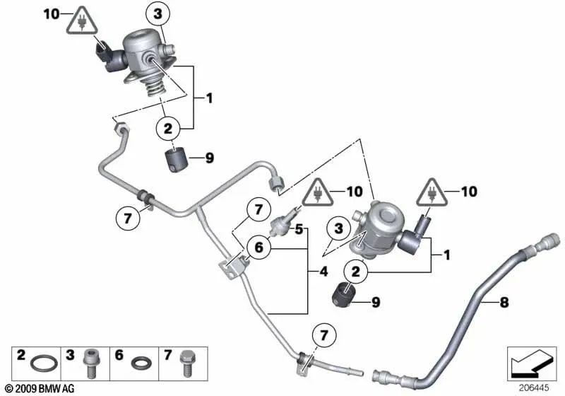 Manguera de combustible para BMW Serie 7 F01, F01N, F02, F02N (OEM 13537560547). Original BMW