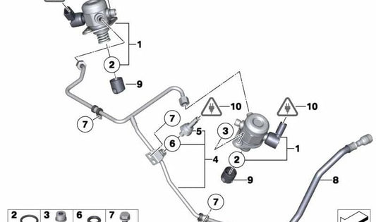 Tubería de suministro de combustible con sensor OEM 13538699986 para BMW G12. Original BMW.