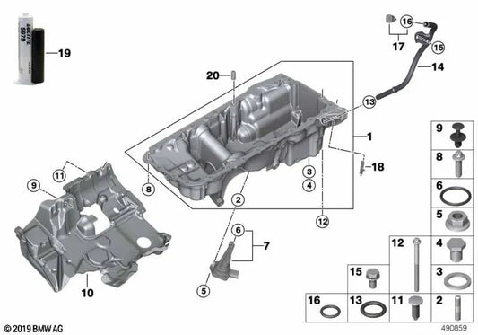 Ölmessstab für BMW 1er F20N, F21N, 2er F22, F22N, F23, F23N, 3er F30, F30N, F31, F31N, F34, F34N, G20, G20N, G21, 4er F32, F32N, F33, F33N, F36, F36N, Serie 5 F10N, F11N, G30, G30N, G31, G31N, Serie 6 G32, G32N, Serie 7