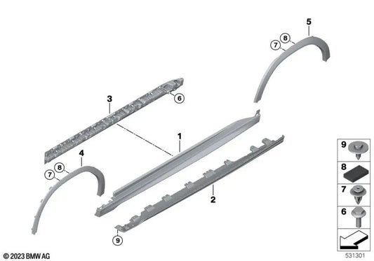 Cubierta del umbral inferior izquierda para BMW X6 G06, G06N (OEM 51778091649). Original BMW.