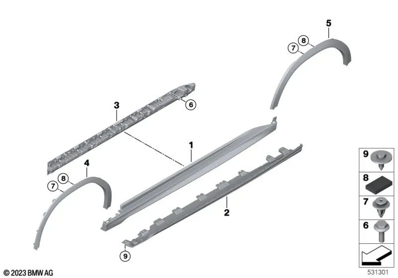 Aleta del paso de rueda imprimada delantera izquierda para BMW G06, G06N (OEM 51778083959). Original BMW