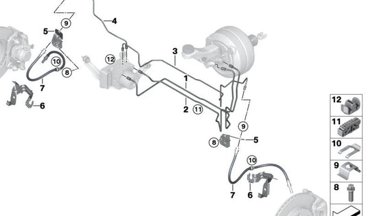 Tubería DSC Hidroagregado para BMW I01, I01N (OEM 34326874621). Original BMW.