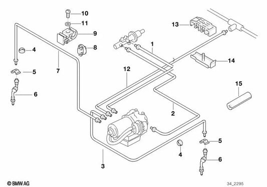 Tubería M10/M12-1447mm para BMW Serie 3 E36 (OEM 34326755510). Original BMW