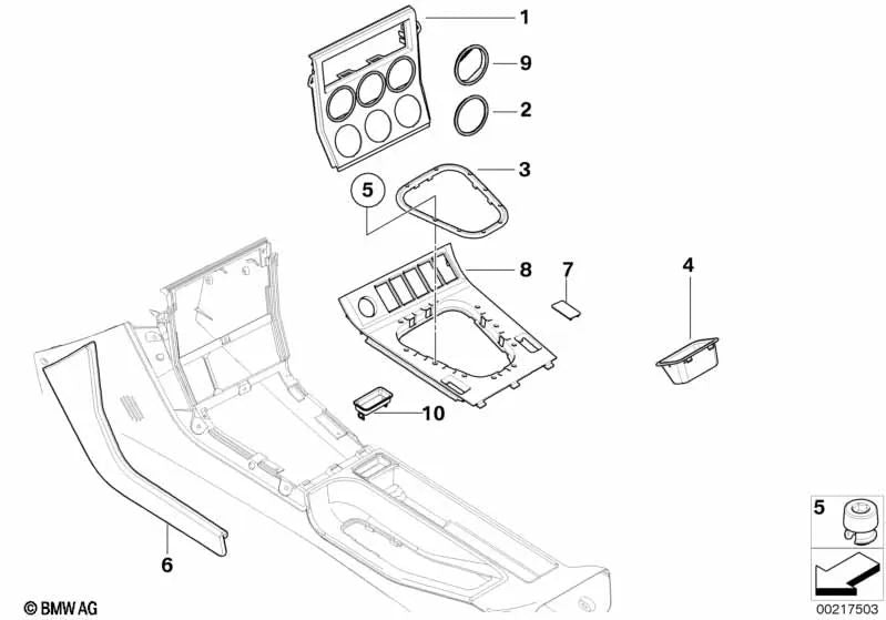 Blende Ablegefach for BMW E46, E53, E70 (OEM 51162493879). Genuine BMW