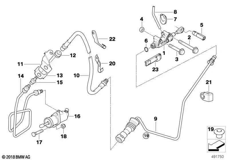 Tubería para BMW E81, E82, E87, E87N, E88, E90, E90N, E91, E91N, E92, E92N, E93, E93N, E84, E83, E83N, E89 (OEM 21526765790). Original BMW.