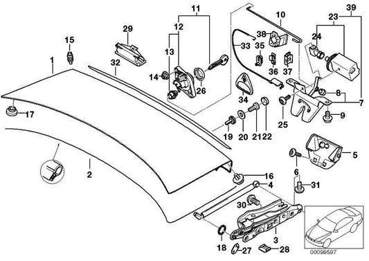 Cerradura De Portón Trasero / Maletero Serie 5 Para Bmw E39 . Original Recambios