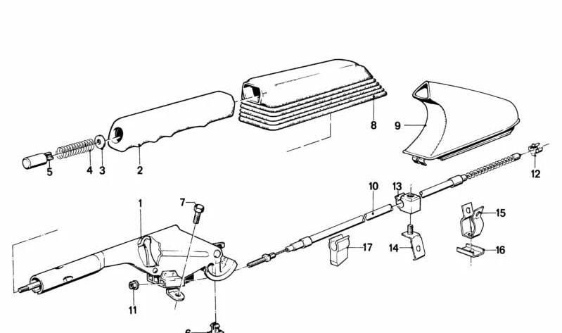 Cable de freno de mano OEM 34411154681 para BMW E30. Original BMW.