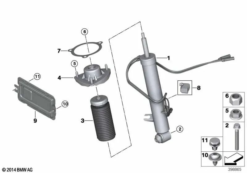 Amortiguador trasero izquierdo para BMW X5 F85, X6 F86 (OEM 33527856495). Original BMW