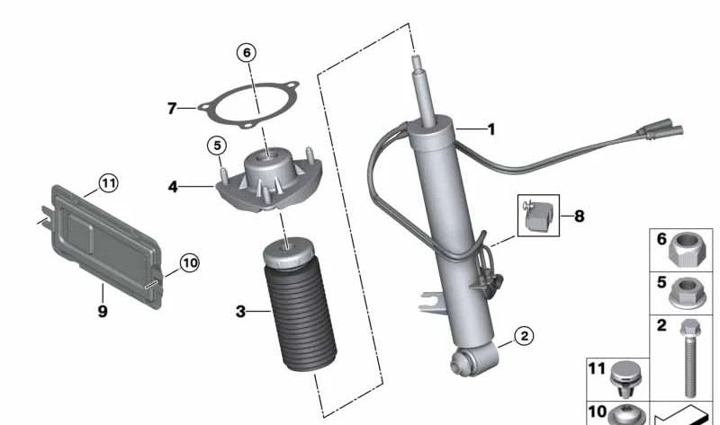 Cojinete de soporte para BMW X5 F85, X6 F86 (OEM 33507849895). Original BMW