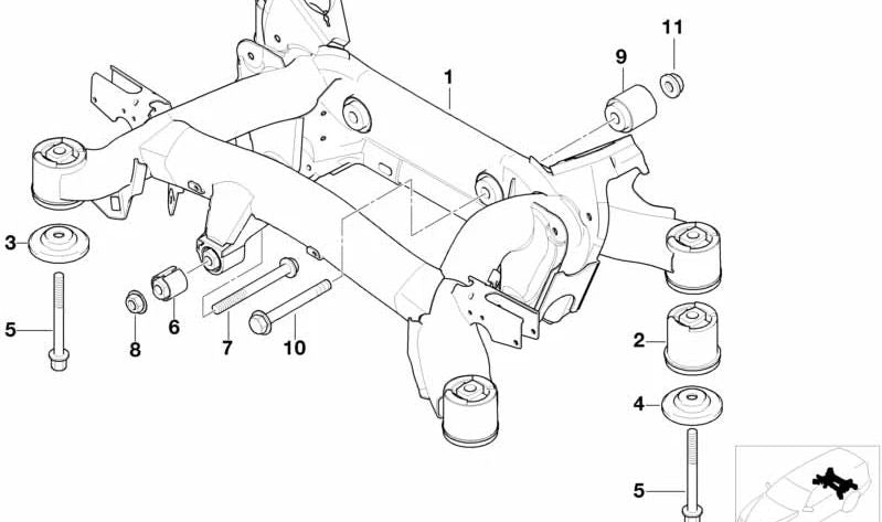 Soporte del Eje Trasero para BMW Serie 5 E39 (OEM 33311097250). Original BMW