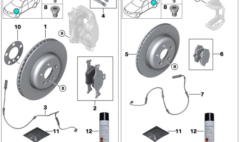 Asbestfreier Bremsbelag-Reparatursatz für BMW G30, G31, G01, G08, G02, G05, G06 (OEM 34216892641). Original BMW