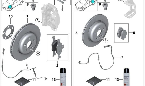 Disco de freno ventilado ligero derecho OEM 34206883980 para BMW G42, G20, G06. Original BMW