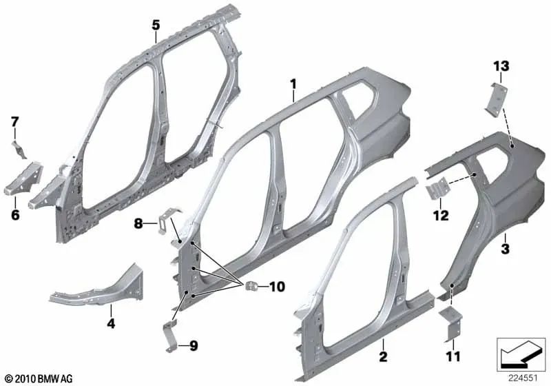 A-Säule mit Einlass, rechts für BMW X3 F25 (OEM 41007267468). Original BMW