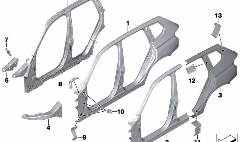 Montante A con acceso izquierdo para BMW X3 F25 (OEM 41007267467). Original BMW