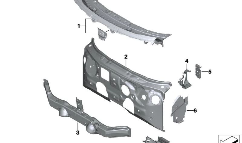 Refuerzo de soporte de tubo portador derecho para BMW Serie 1 F40, F52 Serie 2 F44, F45, F46, U06, X1 F48, U11, X2 F39, MINI F54, F55, F56, F57, F60 (OEM 41007360138). Original BMW