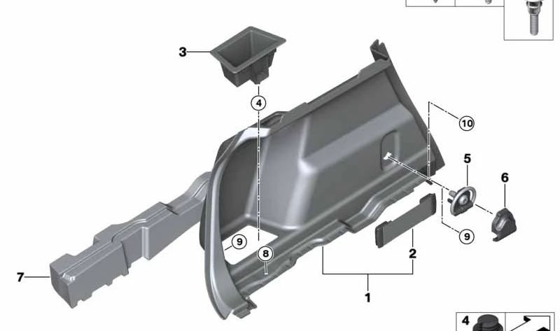 Insertar maletero izquierdo para BMW Serie 2 F45, F45N (OEM 51477428141). Original BMW.