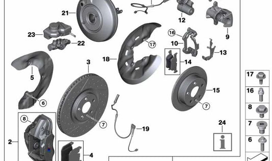 Cilindro maestro de freno OEM 34336889223 para BMW F40, F44, F39, F54, F60. Original BMW.