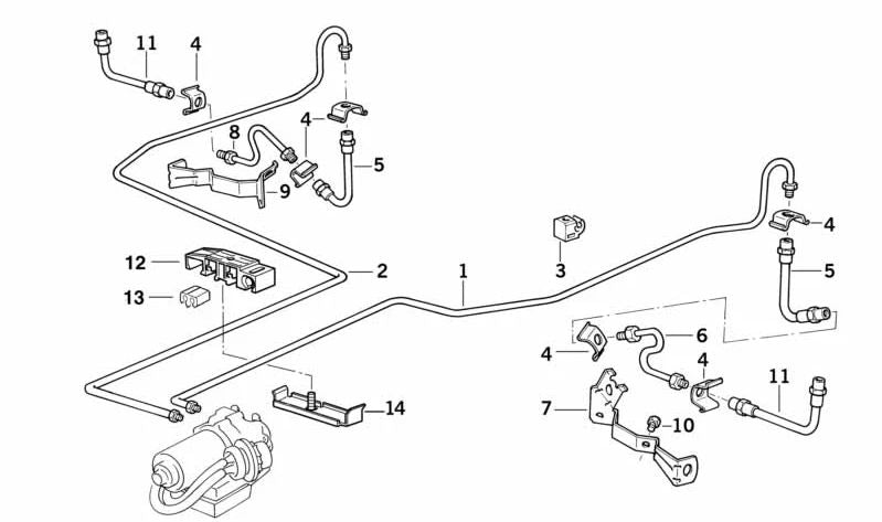 Soporte de la línea de freno izquierda para BMW Serie 3 E36 (OEM 34321159935). Original BMW