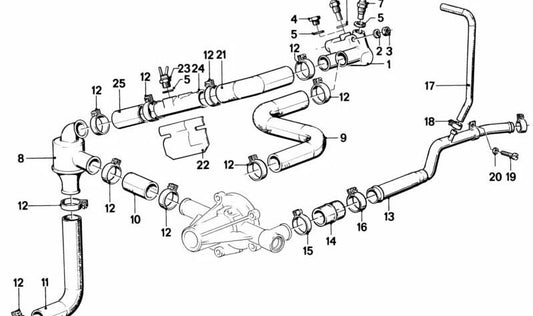 Manguera de agua para BMW Serie 5 E28 (OEM 11531277930). Original BMW