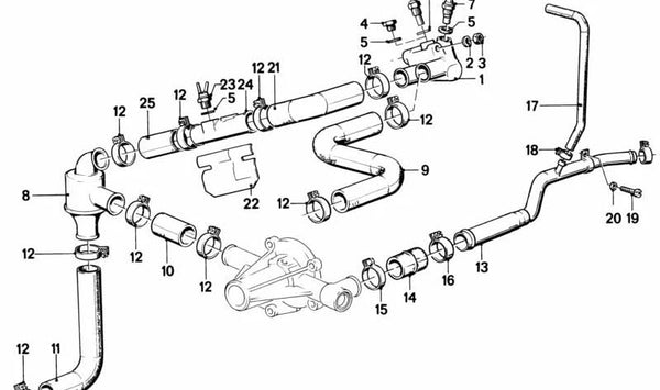 Manguera de agua para BMW Serie 5 E28 (OEM 11531277930). Original BMW