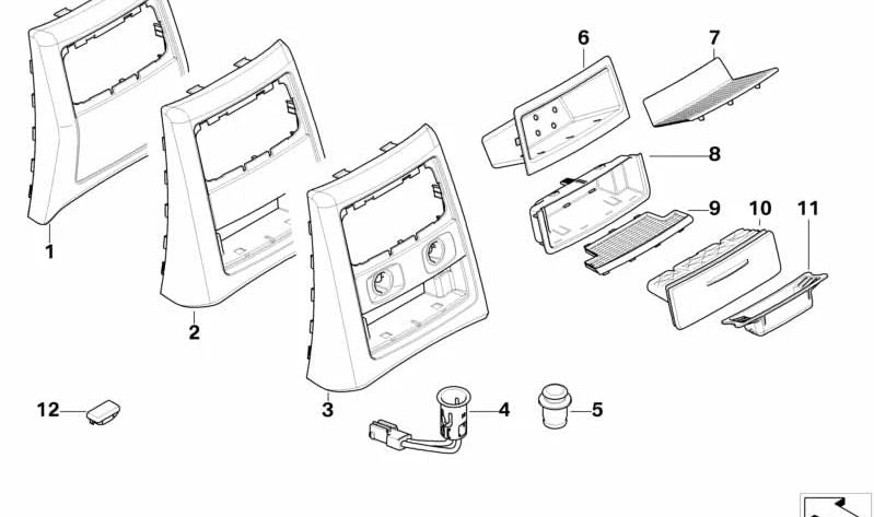 Inserto trasero inferior para BMW E90, E91 (OEM 51167156472). Original BMW