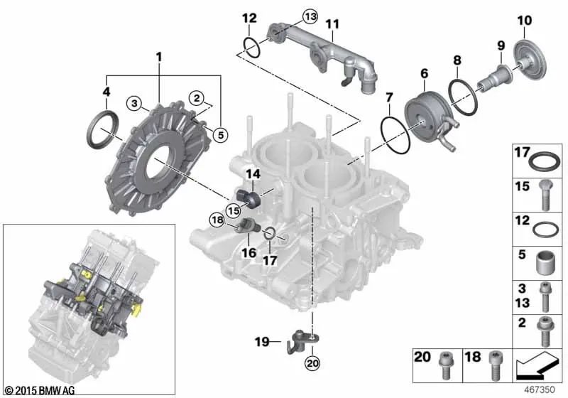 Tapa para BMW I01, I01N (OEM 11448524842). Original BMW.