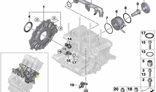 Junta tórica (O-Ring) OEM 11448546157 para BMW i3 (I01). Original BMW.