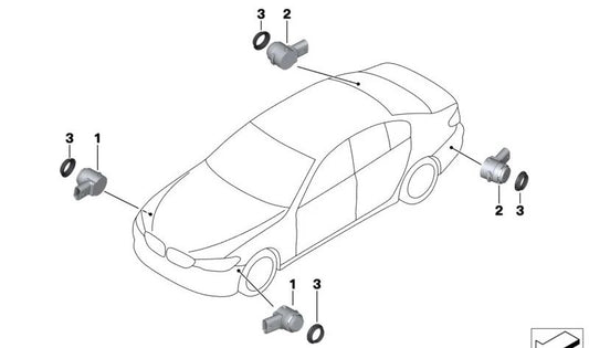 Sensor ultrasónico azul Phytonic para BMW F40, F44, G30N, G31N, G38N, G32N, G11N, G12N, G05, G18, G06, G07 (OEM 66209826967). Original BMW