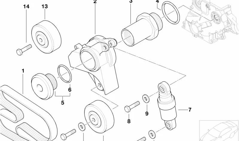 OEM hydraulic belt tensioner 11282248169 for BMW E46, E39, E38, E53, E83, Z3, Z4. Original BMW.